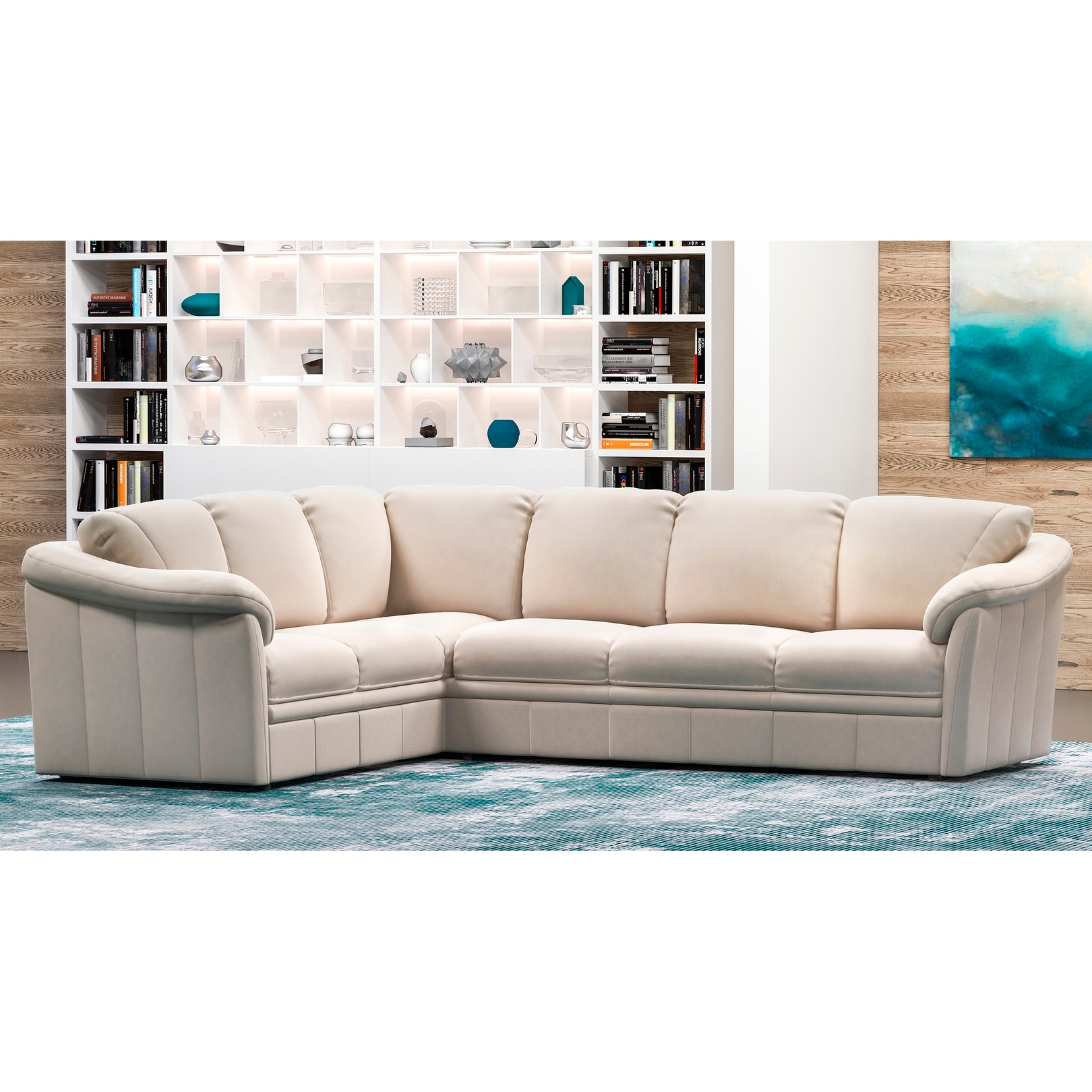Right arm shop facing leather sectional